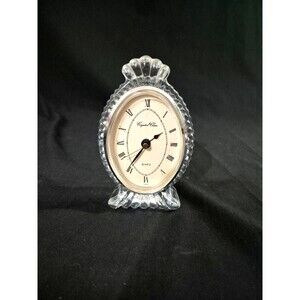 Crystal Clear Oval Clock - 24% Lead Crystal 5.5" Quartz Analog Battery Desk Time